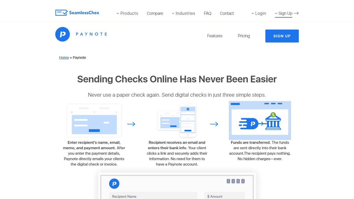 Instantly Send & Receive Digital Checks Online with Paynote - Seamlesschex